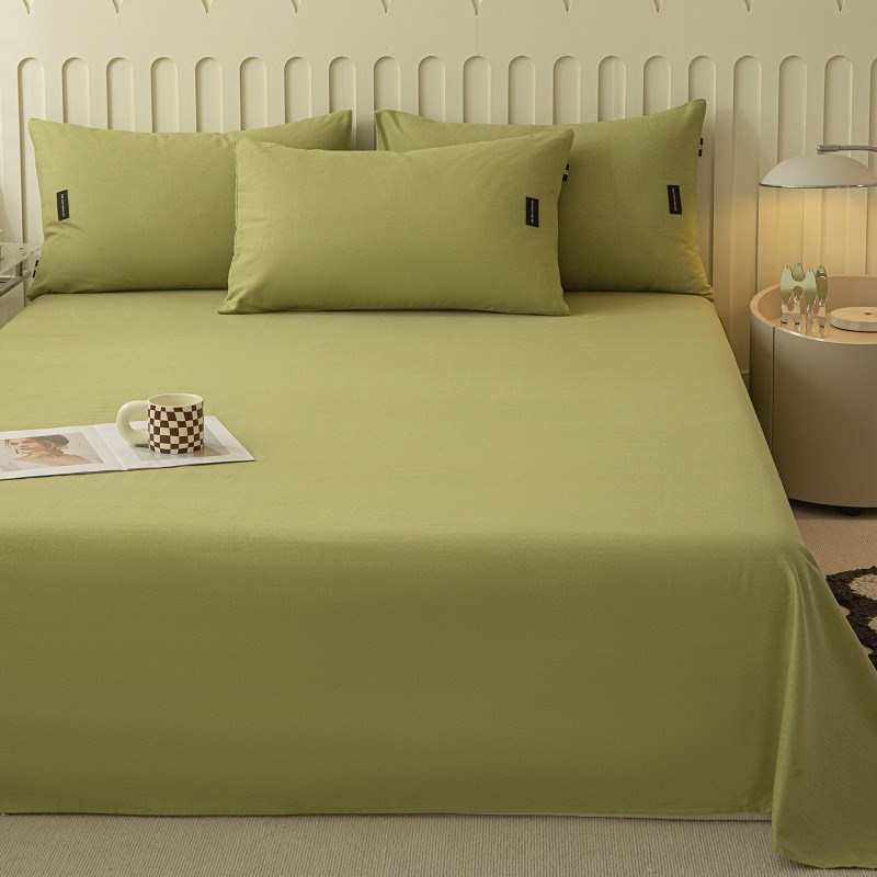 日式色织磨毛床单单品家用双人被单单件纯色床单三件套南通