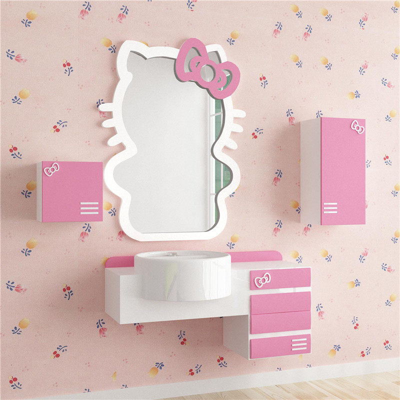 超萌创意梳妆镜浴室镜化妆镜公主小户型卫生间特色儿童卫浴柜组合