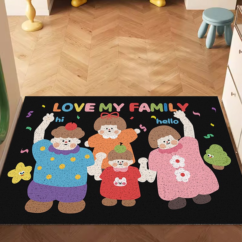 卡通入户门丝圈地垫家用可裁剪大门口除尘蹭土脚垫耐磨玄关进门垫