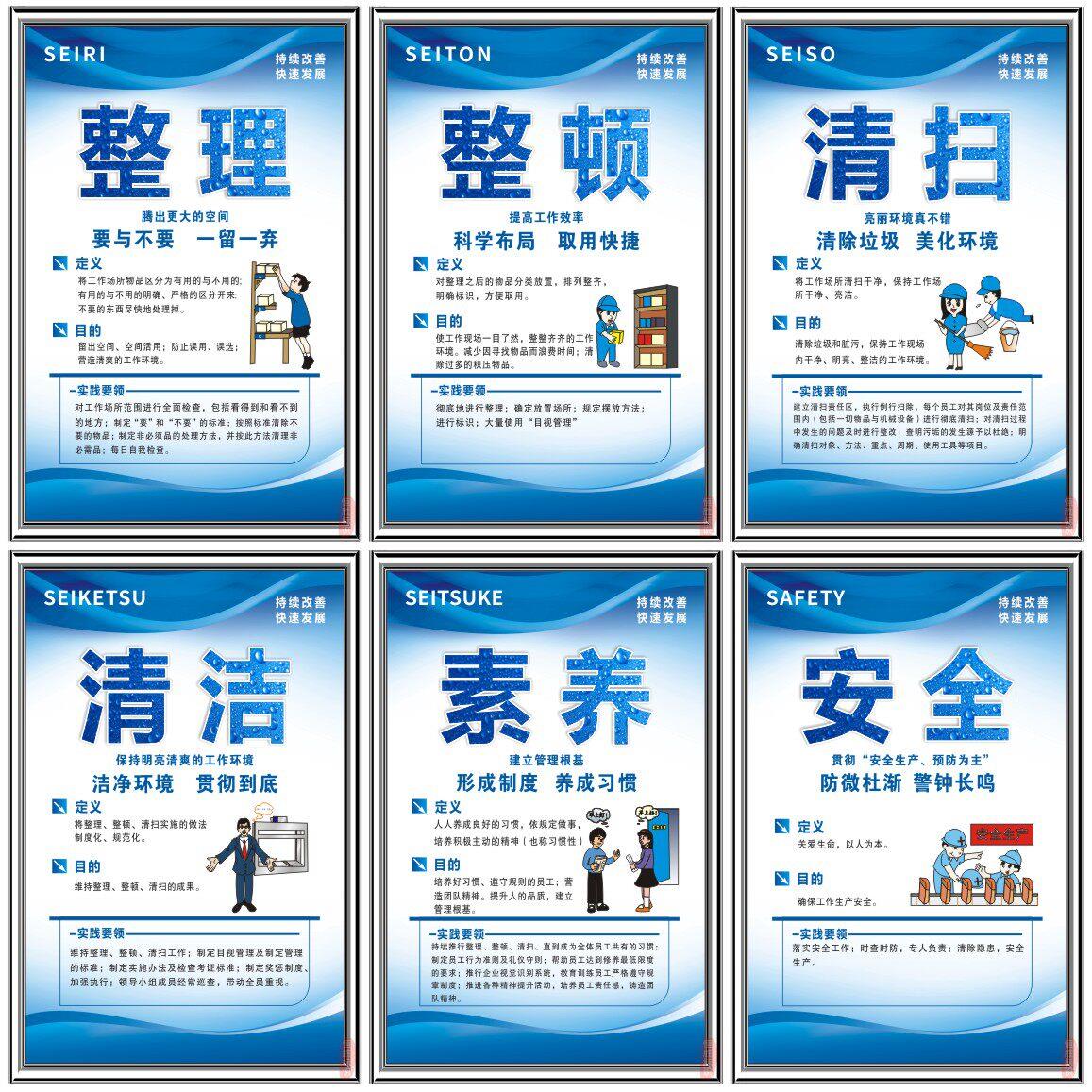 6S管理标语9S/5S/7S/8S/10S/15S企业文化宣传海报车间仓库标识牌