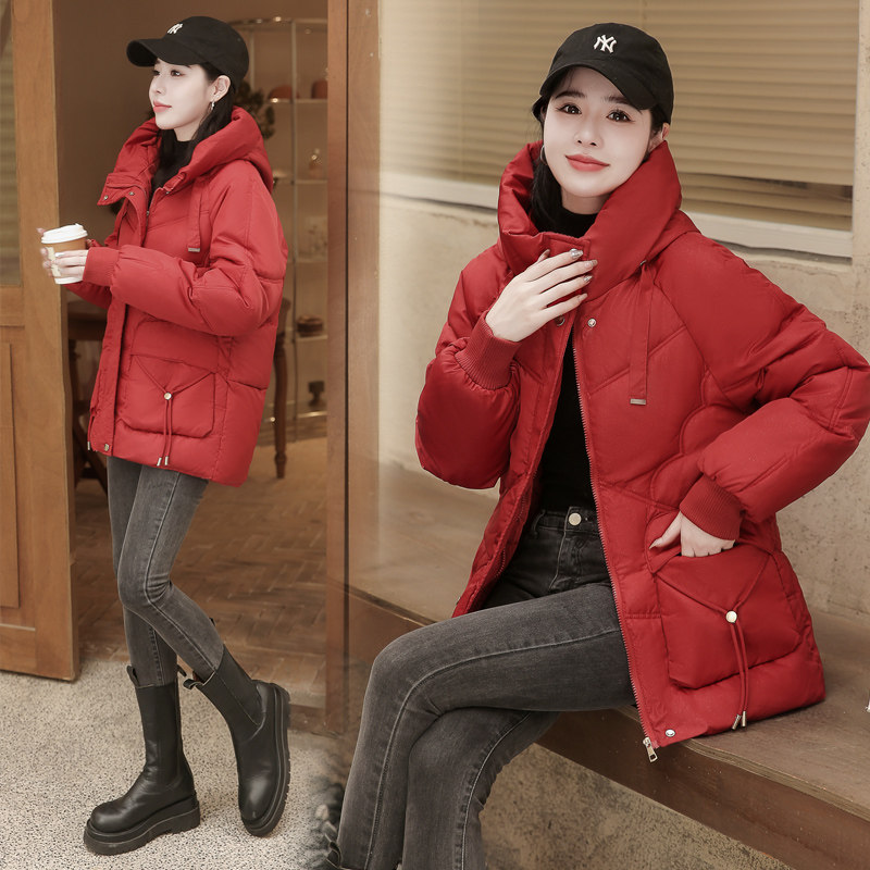 冬季新款亮晶晶羽绒棉服女2023韩版中长版大尺码加厚棉衣女宽松棉