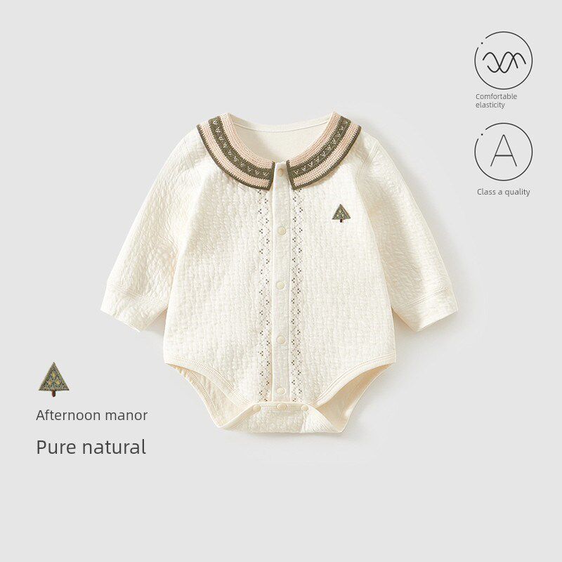 新生婴儿服装春秋型长袖男女装婴儿无骨底三角连衣裤