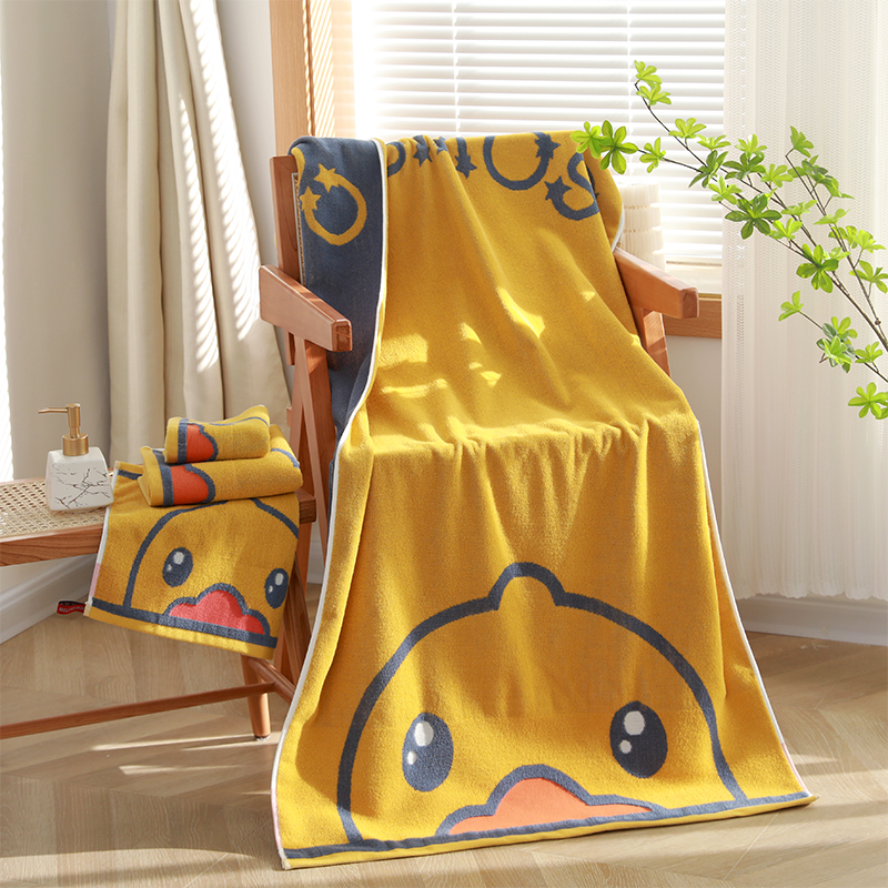 毛巾浴巾三件套新款全棉卡通家用沐浴套装柔软吸水加大加厚洗澡巾