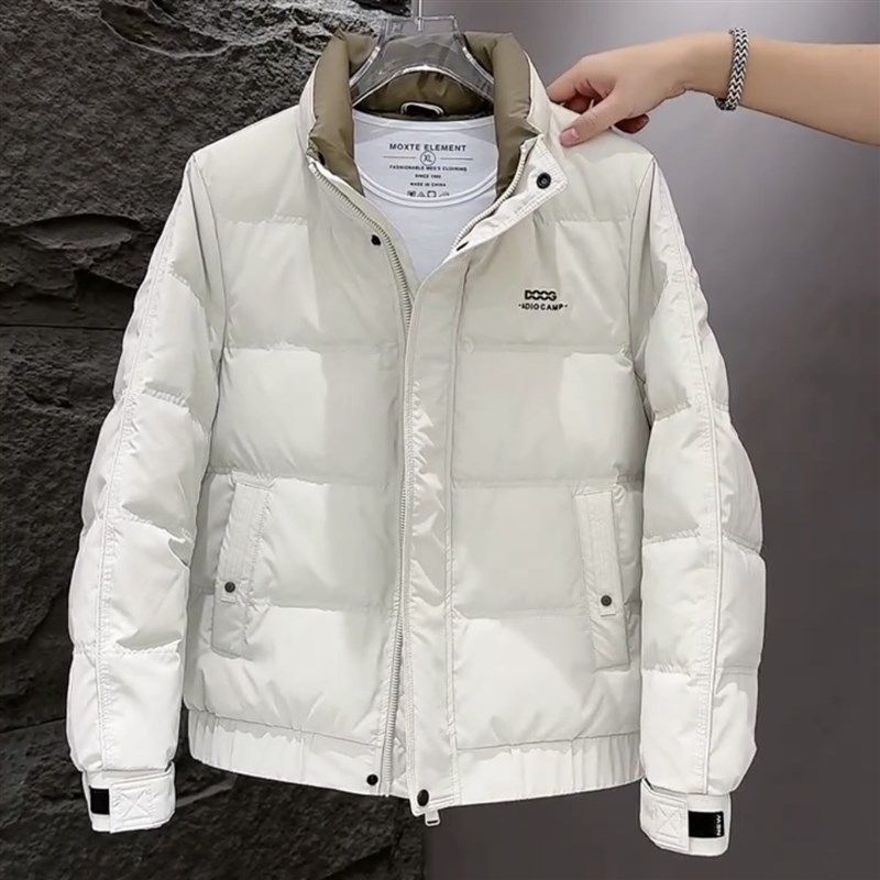 冬季短款立领羽绒服男士加厚保暖休闲外套轻薄百搭拼色男款潮上衣