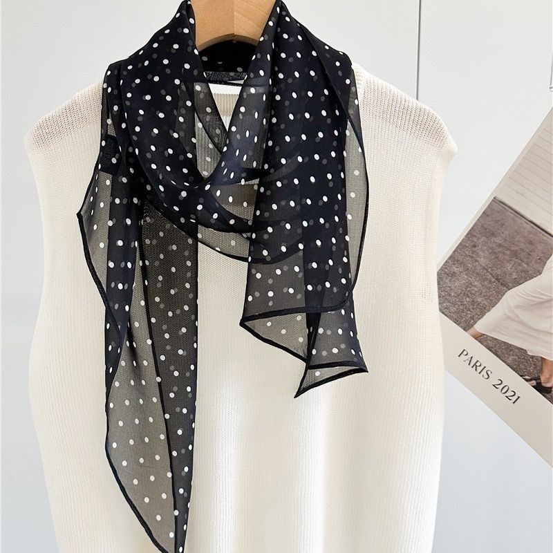 黑色波点女士妈妈丝巾围巾春秋轻薄长款百搭时尚纱巾防晒小披肩,服饰配件/皮带/帽子/围巾,防晒脖套,淘宝优惠券,粉丝福利购,淘宝优惠卷