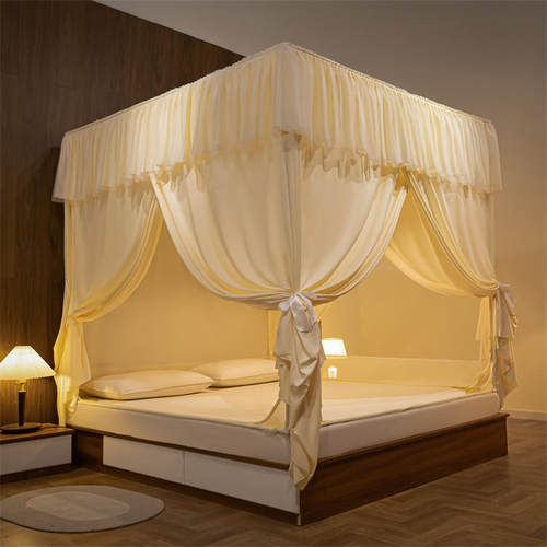 新款两层遮光布防尘顶挡空调风坐床蚊帐拉炼方儿童防摔1.5m1.8米