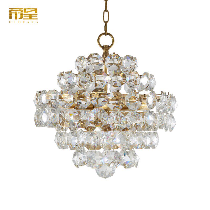 美式全铜吊灯轻奢水晶艺术卧室客厅餐厅过道玄关VC别墅样板房灯具