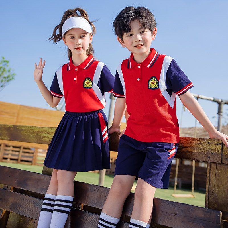 幼儿园园服夏装儿童运动会班服套装夏季短袖圆领毕业照小学生校服