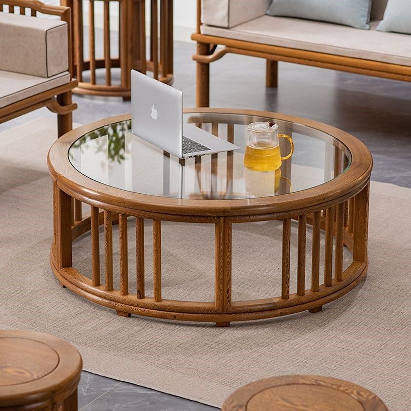 鸡翅木圆形实木茶几红木客厅沙发茶桌现代简约小户型家用大圆几桌