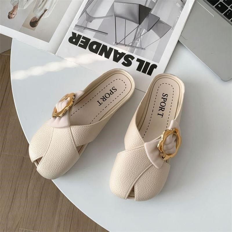 包头半拖鞋女夏季外穿2024新款孕妇鞋宽胖脚肥凉鞋平底一脚蹬凉拖,女鞋,包头拖,淘宝优惠券,粉丝福利购,淘宝优惠卷