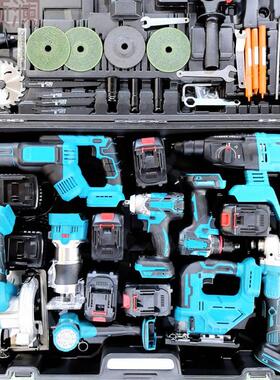 Xdd9件锂电工具套装】电锤角磨机电动扳手手电钻单手锯曲线锯修边