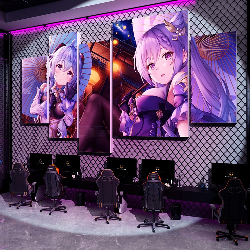 网红吧电竞屋酒店房间布置装饰海报墙面贴纸画背景二次元原神动漫