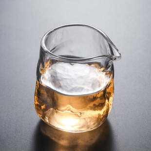 日式玻璃公道杯锤纹加厚分茶器匀杯手工制作随形茶海耐高温茶具