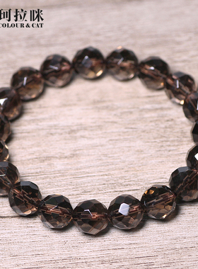 珂拉咪 天然切面5A茶晶手链男女款 烟晶水晶手串长辈礼物 超值款