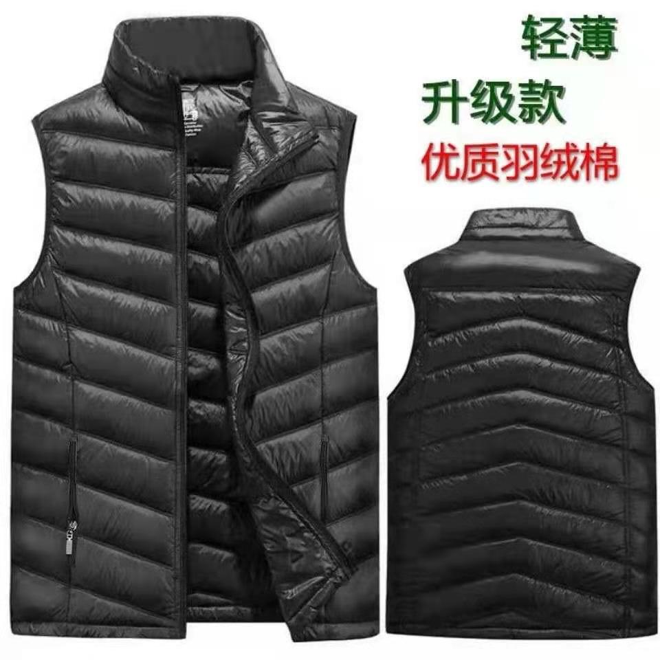 中老年男士超轻加厚羽绒棉马甲男款爸爸大尺码轻薄款棉外套双线棉