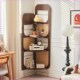 藤编实木转角置物架卧室客厅转角柜靠墙多层收纳直角三角转角架