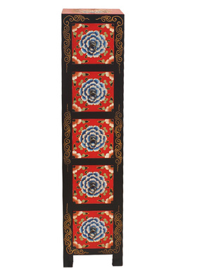 彩绘斗柜红色CD柜电视边柜摆件柜手工仿复古可定做实木中式老家具