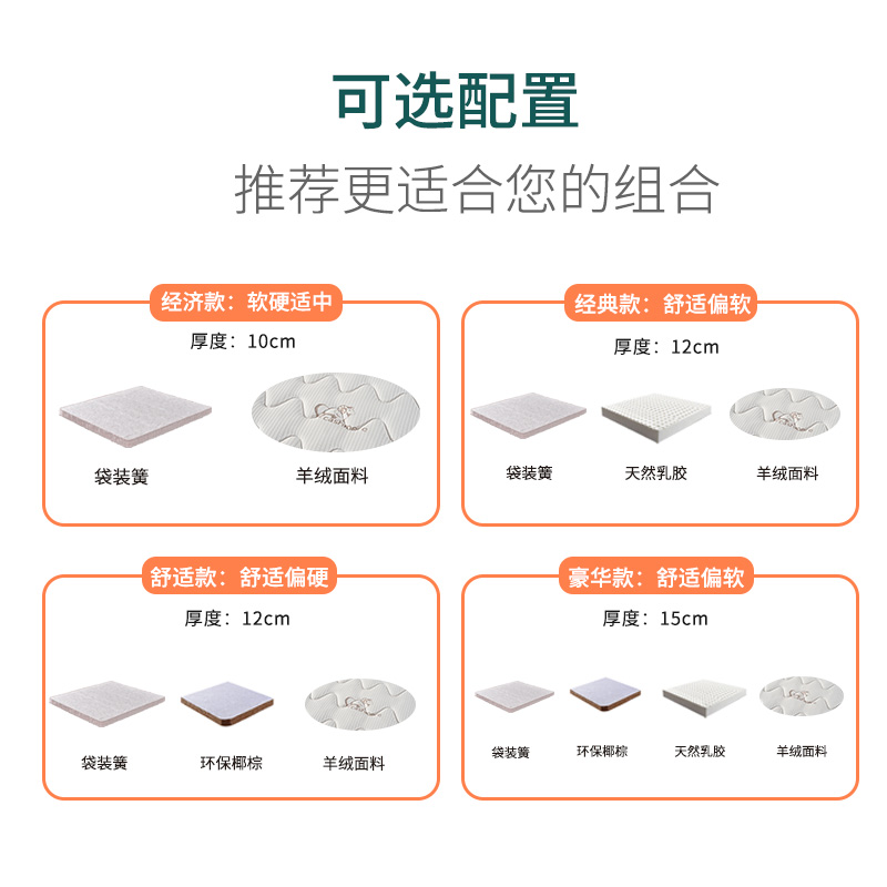 床垫15cm厚10cm席梦思12厘米1米2单人1.8m1.5米超薄独立弹簧高箱
