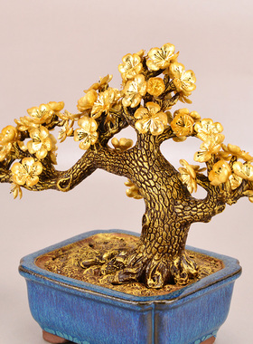 金箔梅花摆件家居酒柜装饰品客厅玄关新中式工艺品招财开业礼品