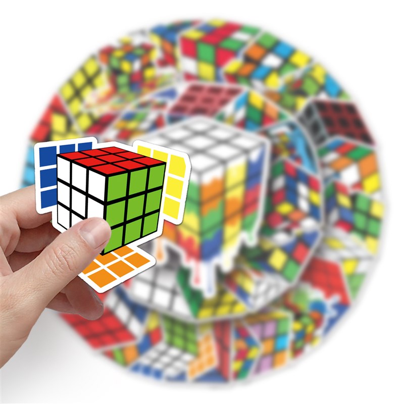 50张魔方潮玩行李箱贴纸滑板车创意防水旅行箱电脑装饰贴纸笔记本