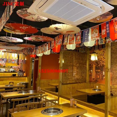 大理石实木商用日式碳烤炉桌韩式无烟烤肉炉嵌入式木炭烧烤炉桌椅