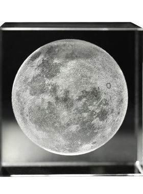 创意月球立方体桌面摆件月亮太阳银河系水晶球小夜灯治愈文艺送礼