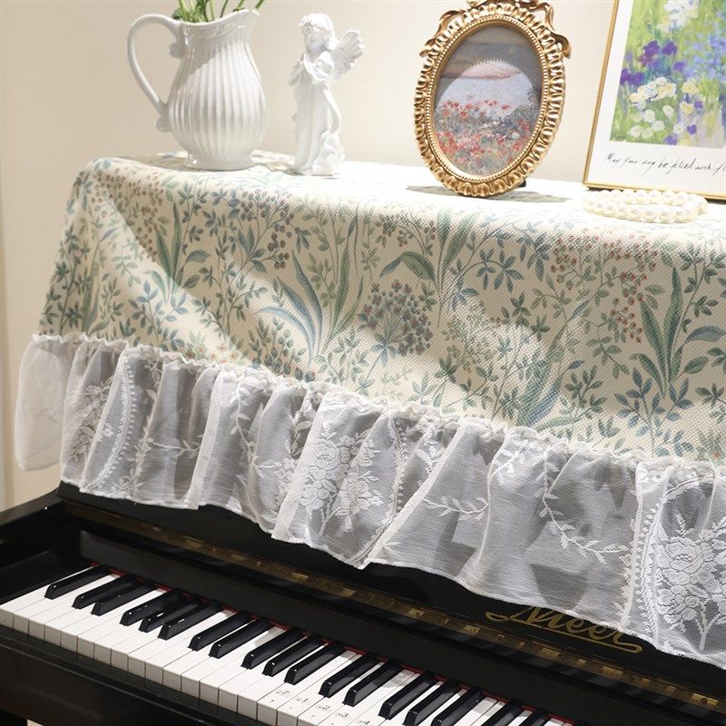 法式复古钢琴罩轻奢高级感全罩高端立式电钢琴凳罩蕾丝盖布防尘罩