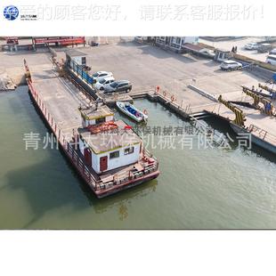 大型船运输船驳 辆里水库湖海泊车运输KD-60摆渡船 挖机浮动平台