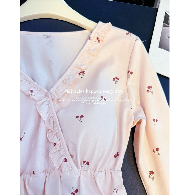 适合夏季的薄款长袖月子服 空调房坐月子喂奶哺乳纯棉上衣套装