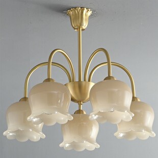 现代法式 全铜简约铃兰卧室吊灯衣帽间客厅复古餐厅吊灯 美式