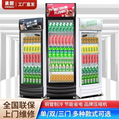 冷藏展示柜饮料柜立式商用冰箱单门保鲜柜双门啤酒柜饭店超市冰柜