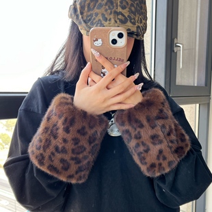 保暖可爱毛绒袖 套腿套2用女冬季 套 豹纹性感仿皮草袖 2025新款
