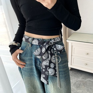 洛默裤子上的配饰链条裤链挂件男酷腰果花丝巾腰带女配牛仔裤辣妹