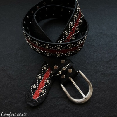 洛默半夏复古Y2K水钻铆钉腰带