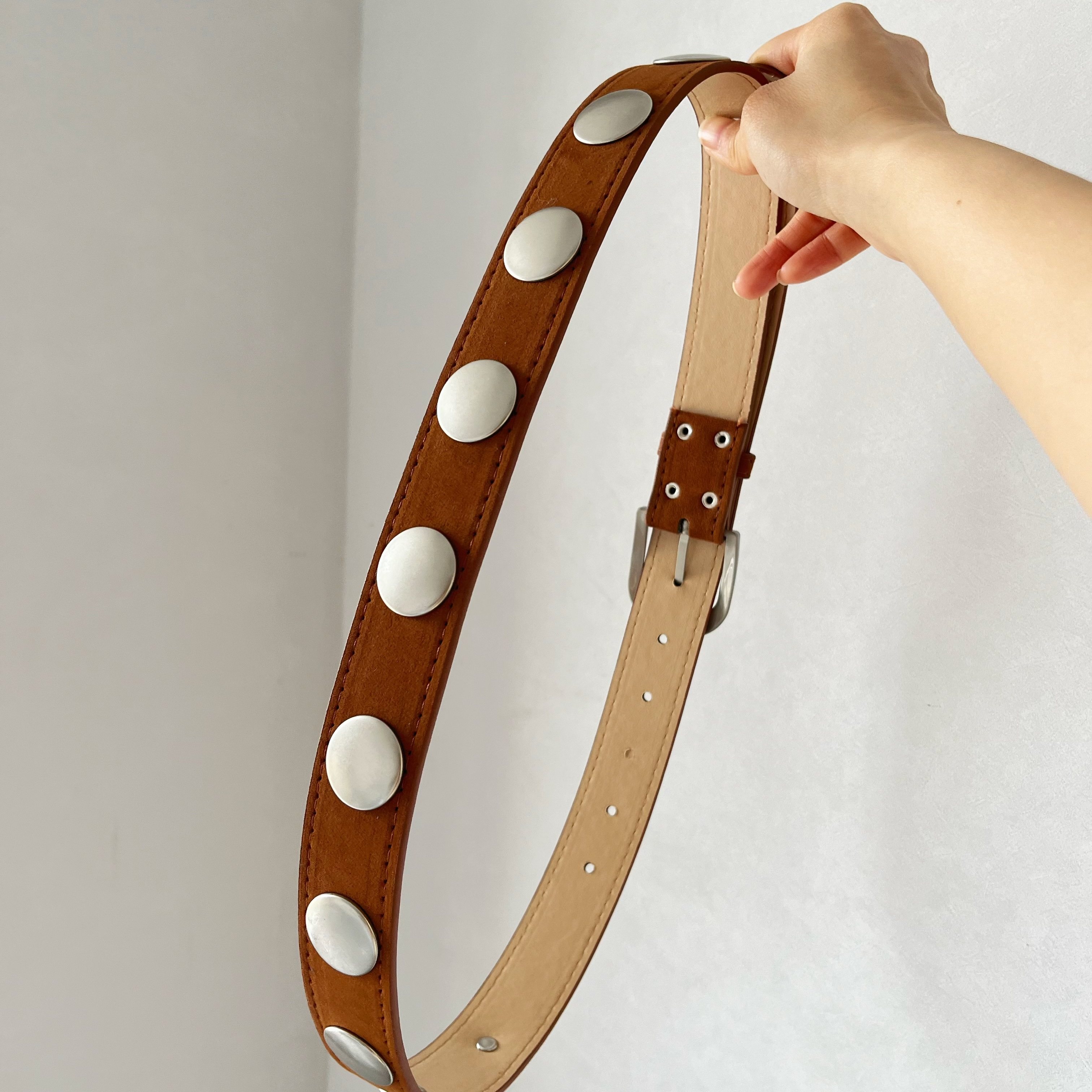 洛默半夏韩系简约复古麂皮重工铆钉朋克腰带小众百搭美拉德皮带女,服饰配件/皮带/帽子/围巾,腰带/皮带/腰链,淘宝优惠券,粉丝福利购,淘宝优惠卷