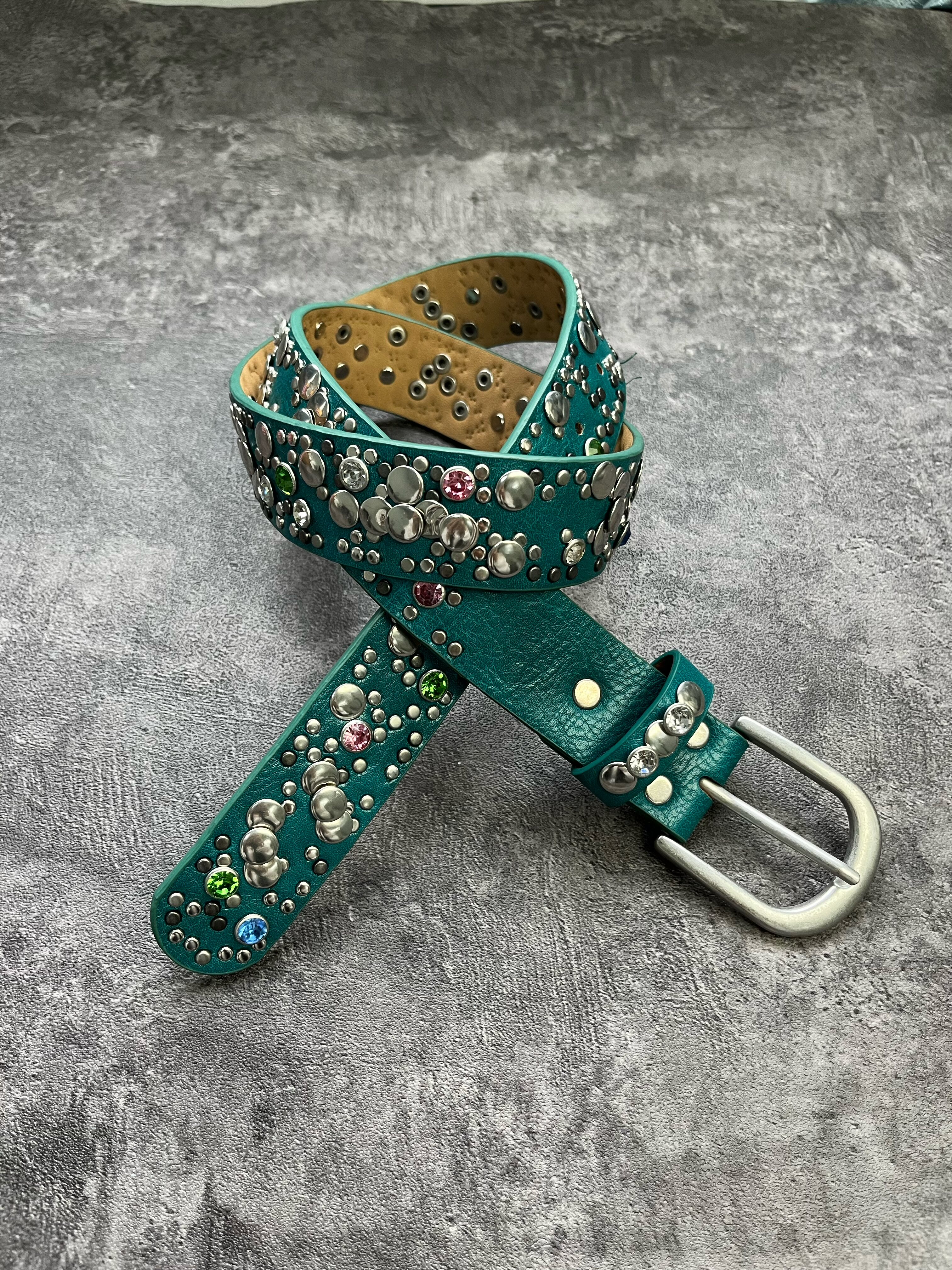 thumbnail for Lomo Banxia Blue heavy-duty pin buttons with high-end niche colorful inlay design hip-hop punk belt niche