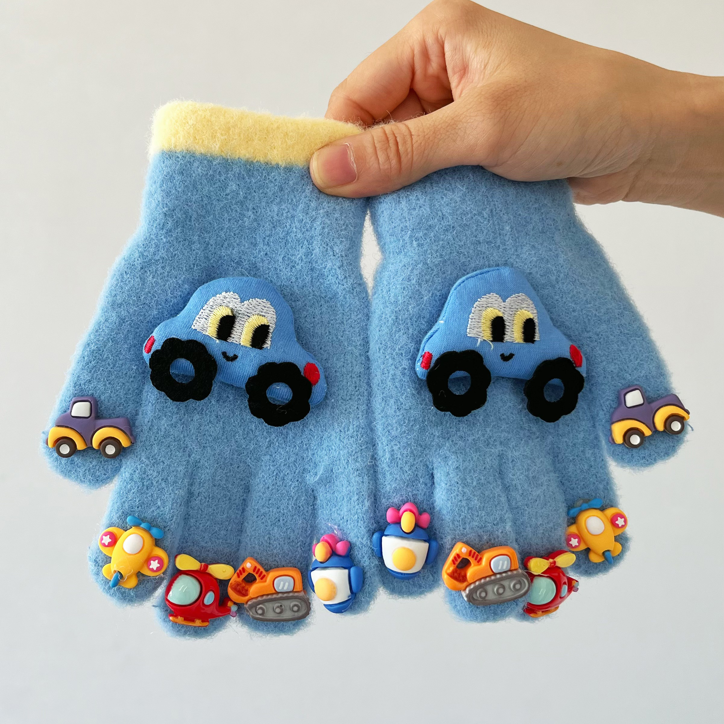 秋冬季小汽车儿童分指手套保暖款