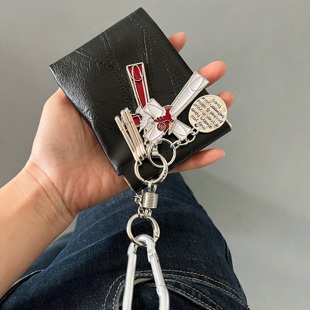 洛默半夏「和平鸽」复古双十字架零钱包钥匙扣挂件小银片腰间挂饰