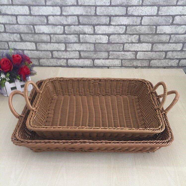 面包篮子果盆托盘水果篮长方形点心盘展示筐手提水果盘仿藤收纳筐,3C数码配件,USB多功能数码宝,淘宝优惠券,粉丝福利购,淘宝优惠卷