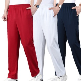 夏季 男棉质长裤 薄款 宽松休闲裤 2024新款 男加肥加大纯棉卫裤 运动裤