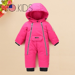 婴儿羽绒服连身衣男女宝宝0新生儿3岁连身外出服儿童抱衣冬