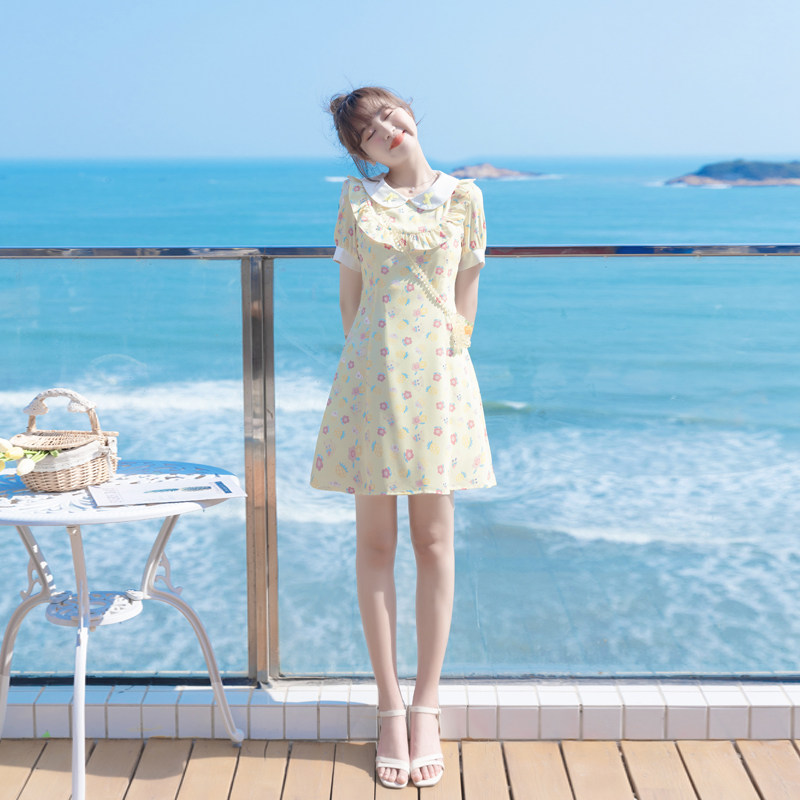 2025年夏天甜美仙女连衣裙女夏减龄雪纺碎花小个子薄款娃娃装裙子