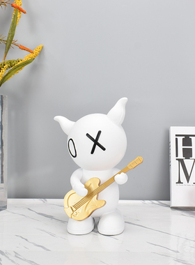 简约现代卡通弹琴黑仔安逗雕塑饰品摆件别墅客厅儿童房样板房装饰