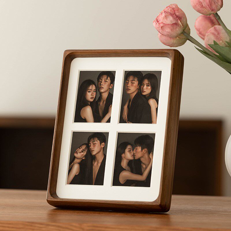 情侣四宫格实木相框定制diy洗照片加打印6寸宝宝写真拼图纪念礼物