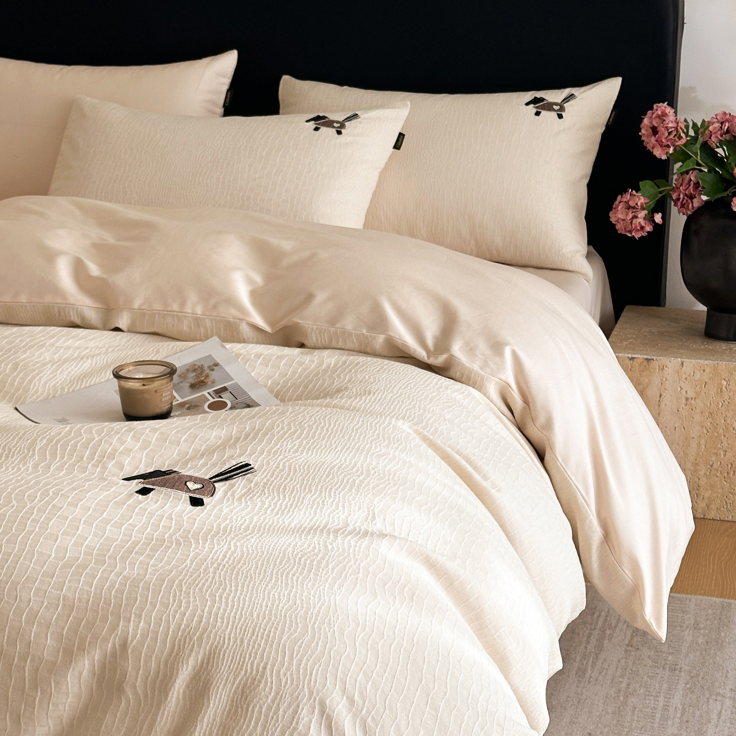 2026新款全棉刺绣床上四件套主卧室轻奢风纯棉床单被套床笠高级感,床上用品,床品套件/四件套/多件套,淘宝优惠券,粉丝福利购,淘宝优惠卷