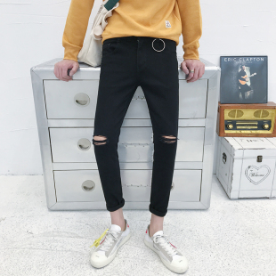 学生XS码 26码 27码 小号小码 小脚裤 矮小个子瘦腿九分牛仔裤 修身 男裤