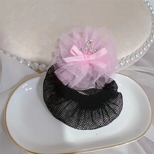 儿童丸子头发网女童网兜儿童头饰跳舞盘发网女孩发套皇冠头花发夹