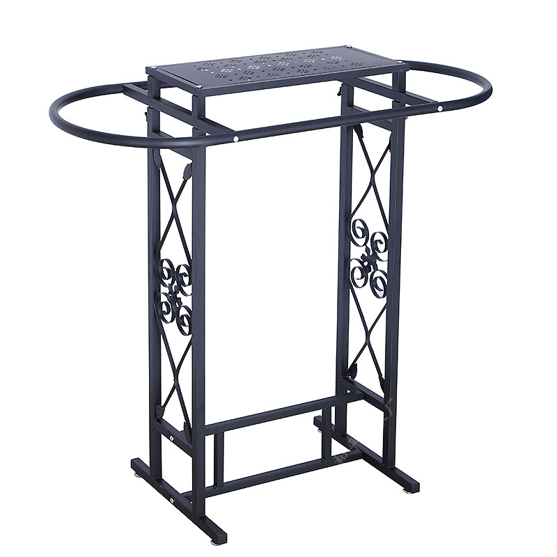 铁艺服装店椭圆形货架落地式展示架双杠侧挂中岛架男女童装挂衣架