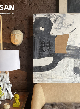 YASAN 抽象油画手绘客厅大幅挂画侘寂风艺术画高端wabisabi手工画
