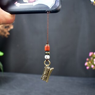 纯黄铜升官发财手把件吊坠摆件小棺材汽车钥匙扣挂件手机链包包饰